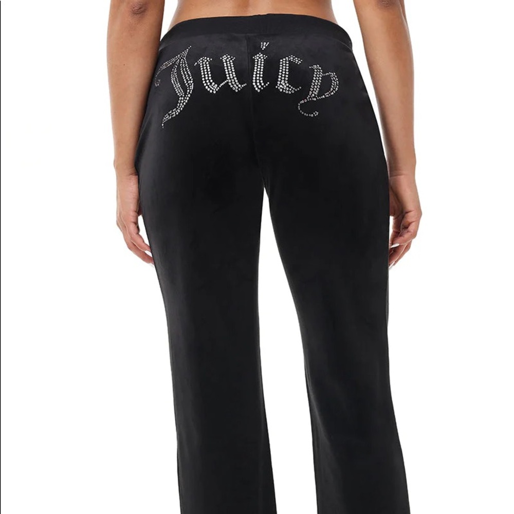 Juicy Couture OG BIG BLING VELOUR TRACK PANTS Black - Picture 8 of 8